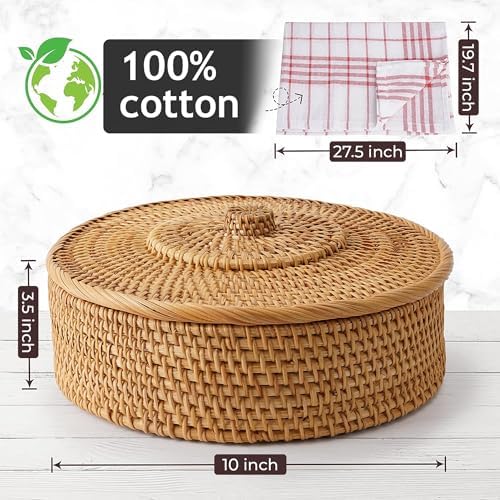 Tortillada - Tortilla Warmer 10 inch Rattan – Handmade Bread Basket