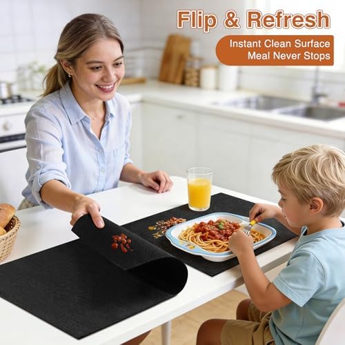 Linen Fabric Placemats Set of 6, Machine Washable, Heat Resistant