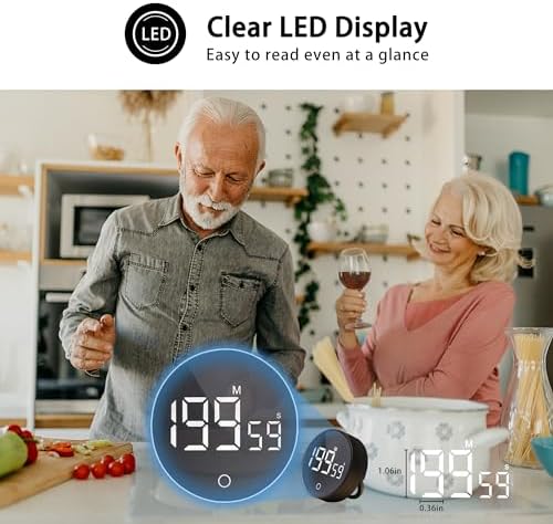 Digital Kitchen Timers, Magnetic Rotary Timer with Large LED Display