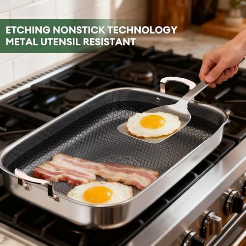 COOKER KING Hybrid Stainless Steel Nonstick Roasting Pan with Rack, 18x15"