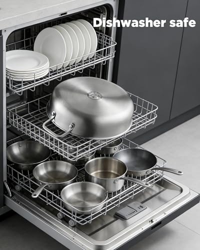 Saute Pan with Lid, 12 Inch 7QT Tri-Ply Stainless Steel Braiser Pan