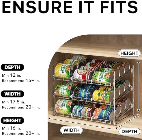 Simple Houseware 3-Tier Stackable Can Organizer Rack Hold 36 Cans, Chrome