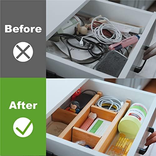 ANTOWIN 4 Pcs Expandable Bamboo Drawer Dividers, Fits 17.6-21.6"