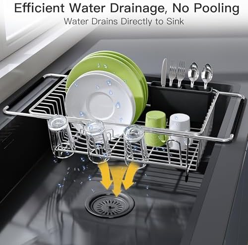 JASIWAY Dish Drying Rack with Cup and Utensil Holder