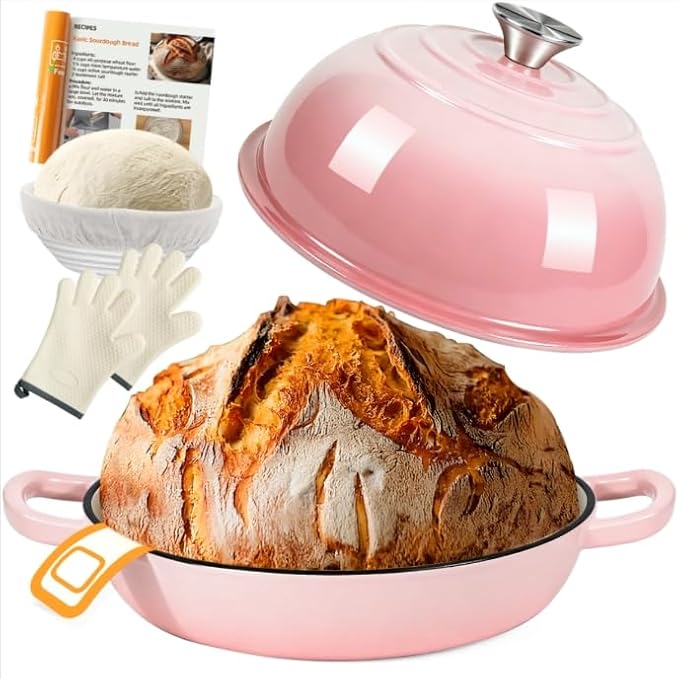 AHJ 6QT Dutch Oven For Bread Baking, Enameled Cast Iron Dutch Oven Pot by AHJ