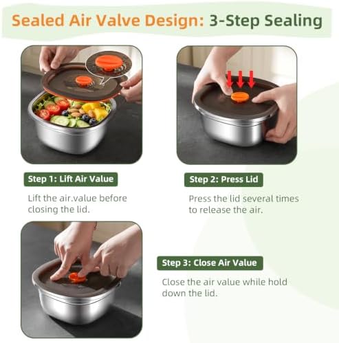 Tanjiae 3-Pack 50 oz Large Stainless Steel Salad Bowl To Go for Lunch