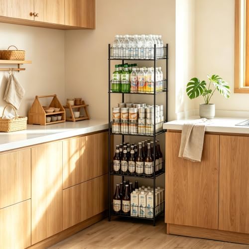 Water Bottle Organizer Stand 5 Tier Soda Can Storage Rack for Pantry