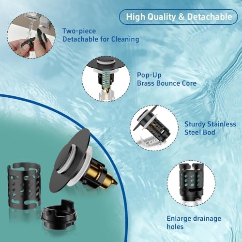 Sello Universal Bathroom Sink Stopper and Drain Strainer, Sink Plug