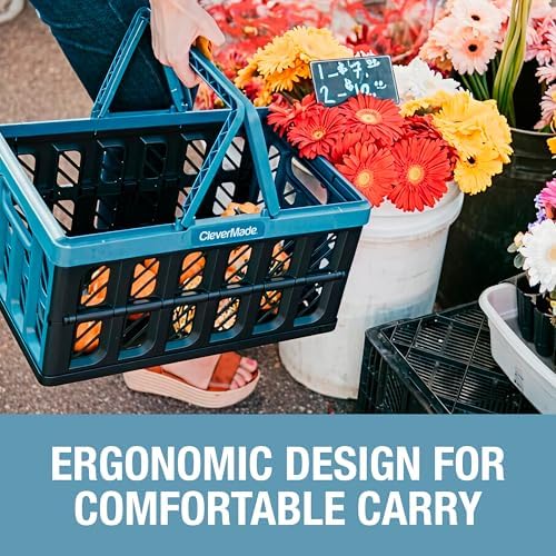 CleverMade Eco 24L Collapsible Shopping Basket, 3 Pack