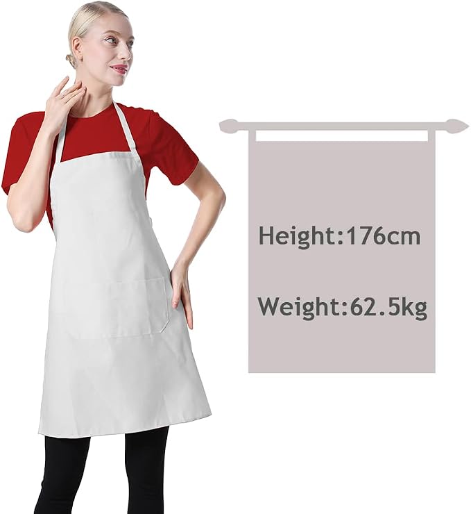 12 Pcs Bib Bulk White Aprons for Women Men Adult Girls Unisex - Image 2