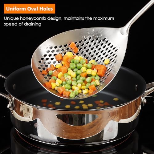 304 Stainless Steel Skimmer Slotted Spoon, Spider Strainer Skimmer