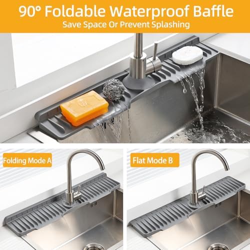 24" Silicone Sink Mat for Kitchen(Released in 2026), Grey
