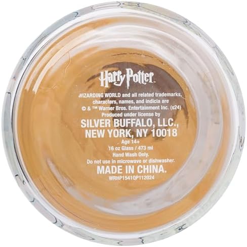 Silver Buffalo Harry Potter Gryffindor Hedwig, Glass Tumbler, 16oz