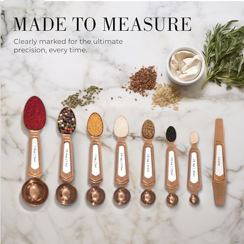 Styled Settings Copper Measuring Spoons Set with Leveler, 8-Piece