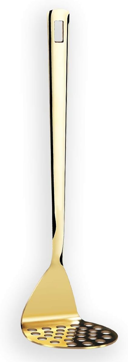 Gold Potato Masher, Berglander Heavy Duty Metal Potato Ricer Stainless Steel by Berglander
