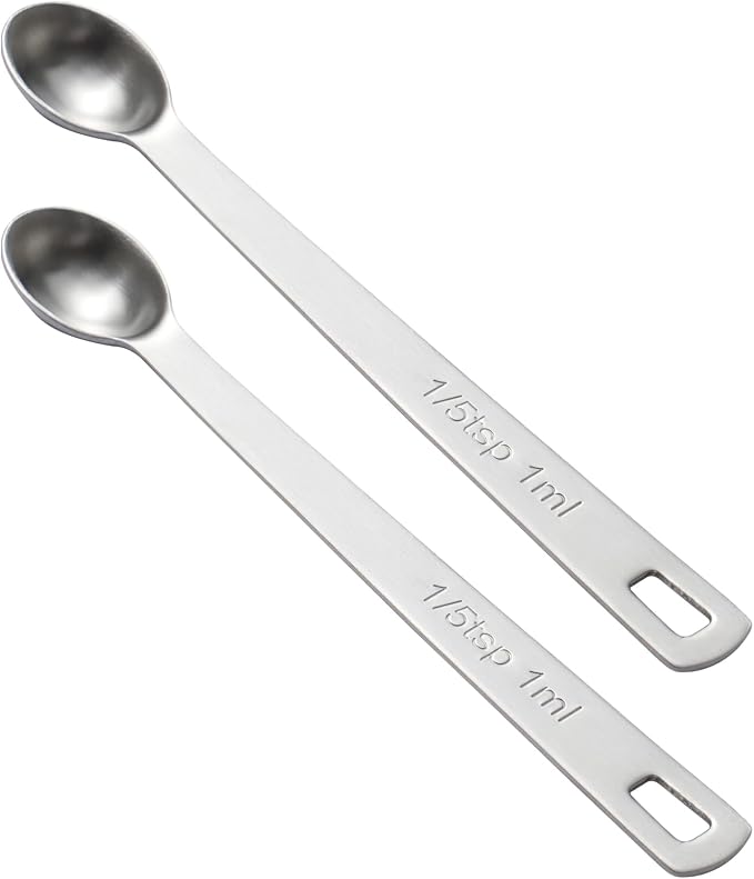 2PCS 1/5 Teaspoon Single Tiny Measuring Spoon, Small Individual Stainless Steel by BERYLER