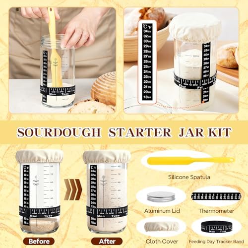 Umite Chef Sourdough Starter Kit, Banneton Baskets Set