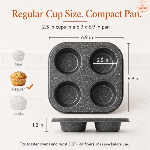 4-Cup Muffin Pan, Air Fryer Toaster Oven Muffin Tin Total 12 Cups
