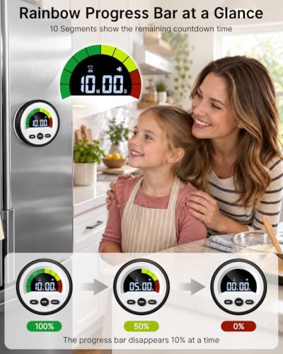 Digital Magnetic Kitchen Timer, Rechargeable, Loud Alarm