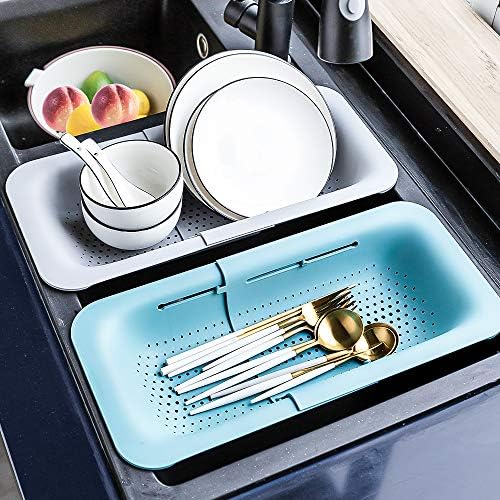 Collapsible Over-the-Sink Colander, 14.3-19.4-Inch, White
