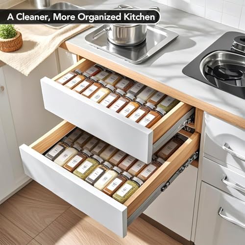 Adjustable 3-Tier Drawer Spice Organizer – Thick Plastic, Non-Slip