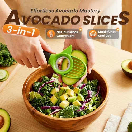 3 in1 Avocado Tool Split, Pit, and Slice, Avocado 3 Piece Set