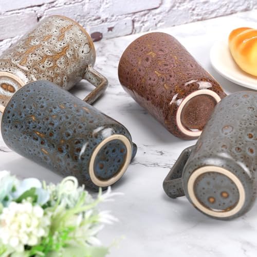 QUTREY Coffee Mugs Set of 4, Large Ceramic Coffee Mugs with Handle