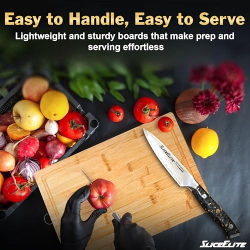 SliceElite Bamboo Cutting Board Set of 3 Wooden Cutting Boards for