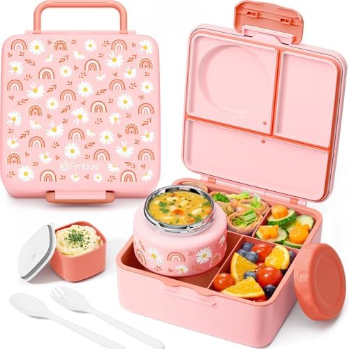 Fimibuke 60oz Leakproof Bento Lunch Box for Kids with 8.5oz Thermo