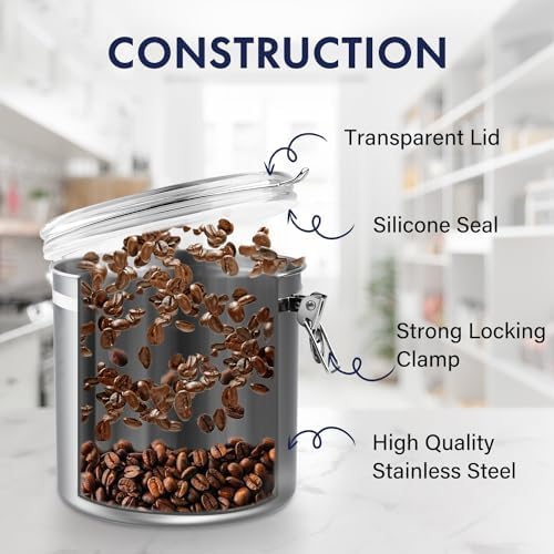 ENLOY 165oz Stainless Steel Airtight Canister for Kitchen with Clear