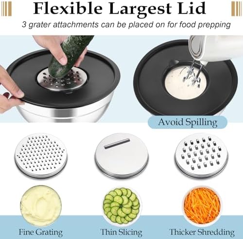 TeamFar Mixing Bowls Set of 6, Stainless Steel Nesting Mixing Salad