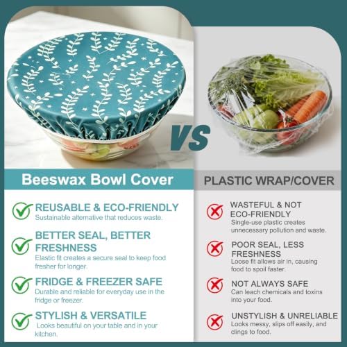 Suptikes Reusable Beeswax Bowl Covers, 2 Pack, Green