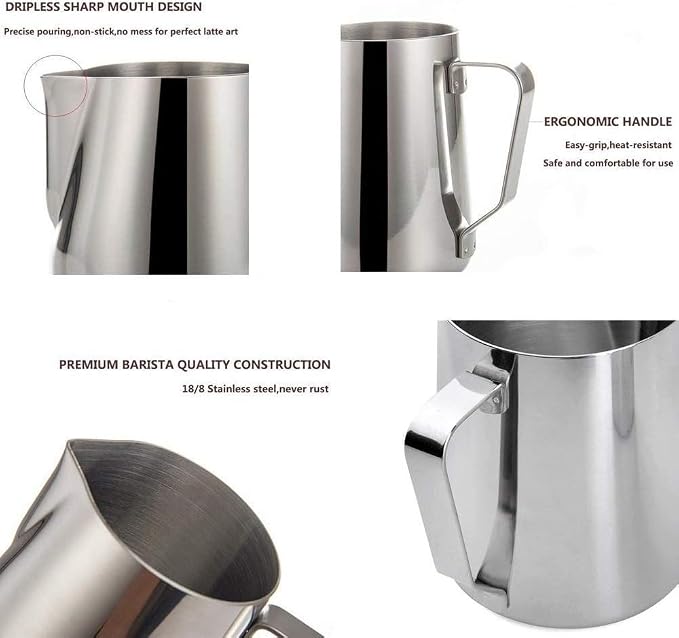 SIKEMAY Milk Frothing Pitcher Cup, 32oz/900ML Milk Frother Cup Stainless Steel - Image 3