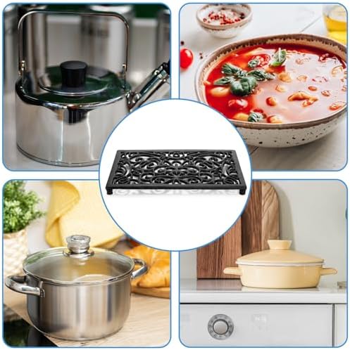 Yopay 2 Pack Cast Iron Trivet for Hot Pots and Pans, Heat Resident