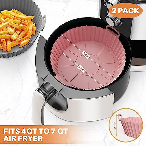 ME.FAN Air Fryer Silicone Liners for 4 to 7 QT [2 Pack] Reusable Air