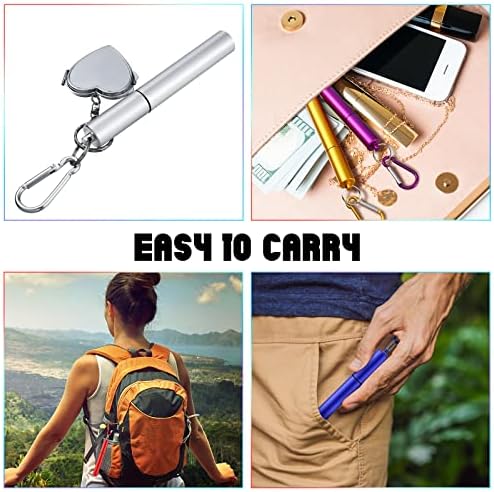 Zubebe 8 Pack Metal Reusable Straw Collapsible Straws with Plastic
