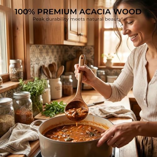 HAKSEN Wooden Spoons for Cooking, Natural Acacia Wooden Cooking
