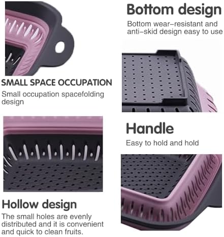 Collapsible Colander Set, Square Round Triangles Silicone Kitchen