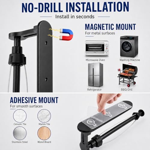 Magnetic Black Paper Towel Holder for Fridge