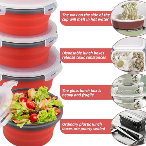 Collapsible Bowls with Lids, 4Pcs 5/6/7/8 Inch Round Silicone Food