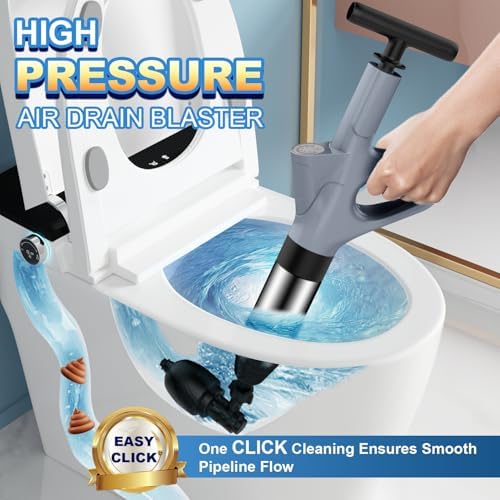 Toilet Plunger, High Pressure Air Drain Blaster, Grey