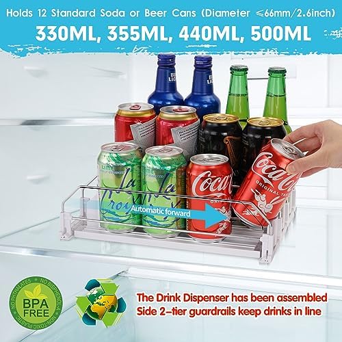 Automatic Rolling Soda Can Organizer for Refrigerator