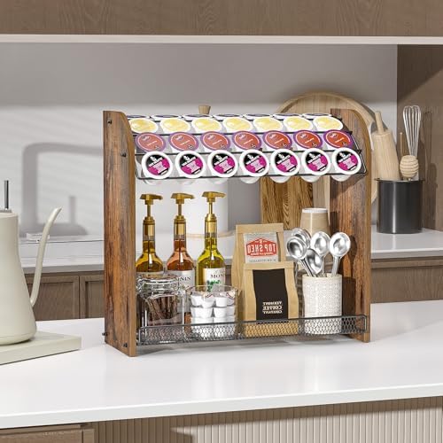 Lixple K Cup Holder, Coffee Pod Holder, K Cup Organizer, Rustic Brown