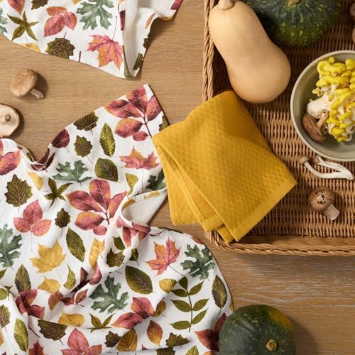 Martha Stewart Autumn Harvest Falling Leaves Kitchen Towel 3-Pack Set