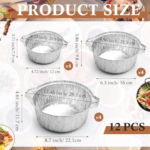 Ziliny Disposable Aluminum Pot with Lid Round Foil Pans Disposable