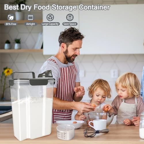 Komzon Rice Container, Airtight Rice Storage Container 10lb, Cereal