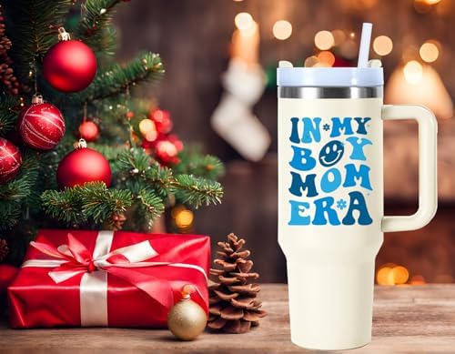 40 oz In My Boy Mom Era Cup Tumbler with Handle.40 oz Boymom Mothers
