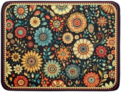 Boho Floral Dish Drying Mat for Kitchen Counter Absorbent Microfiber