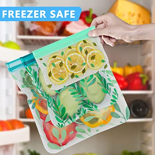 10 Pack Dishwasher Safe Reusable PEVA Food Storage Bags, Leak proof