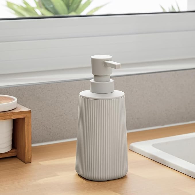 Small Soap Dispenser for Bathroom and Kitchen, Modern Farmhouse Striped Style - Image 4